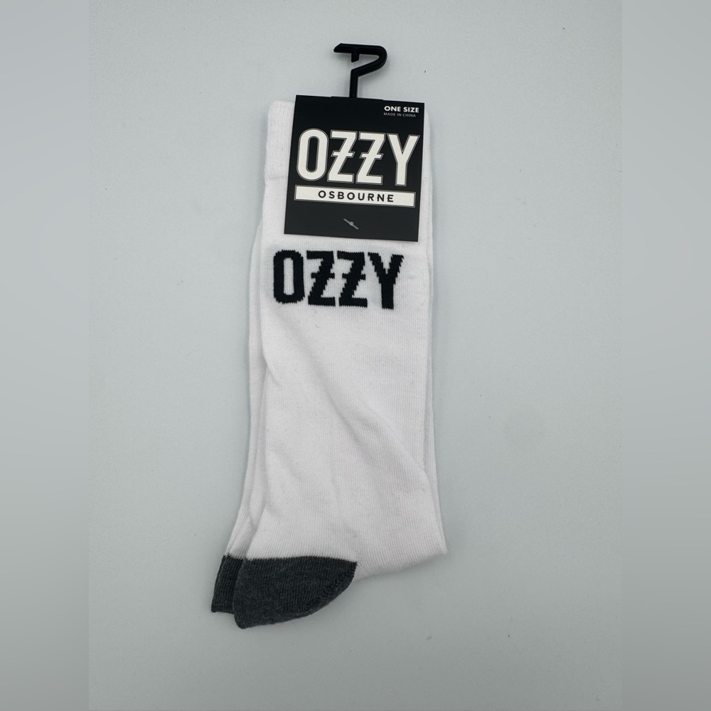 Ozzy‎ Osbourne Crew Socks White Black Logo Men's Size One Size NWT